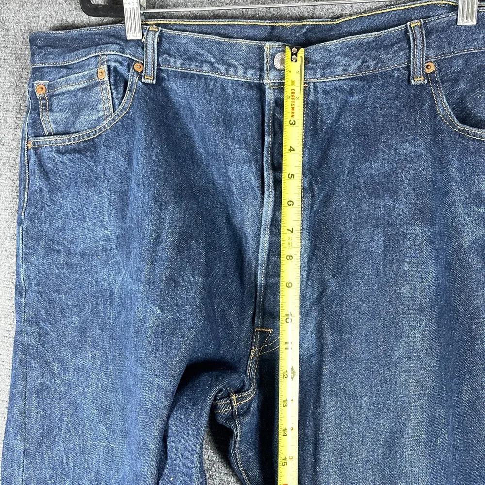 Levis 501 Dark Wash Blue Button Fly Denim Jeans 100% Cotton Size 48x32 **READ